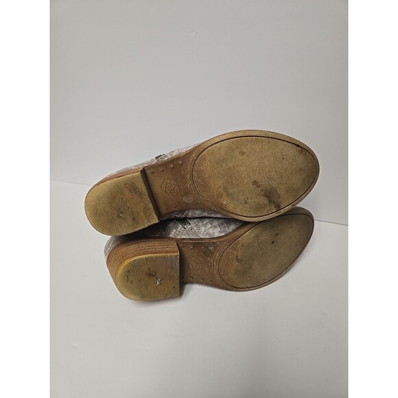 Lucky Brand Women's Grey Basel Leather Booties Gray Tan Green Snake Print 7M - Picture 10 of 11